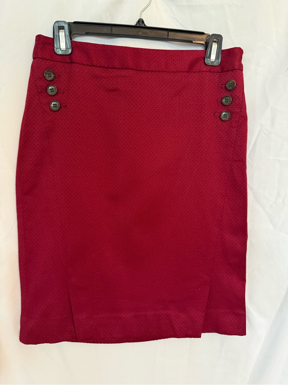 The Limited Burgundy Button-Accent Pencil Skirt